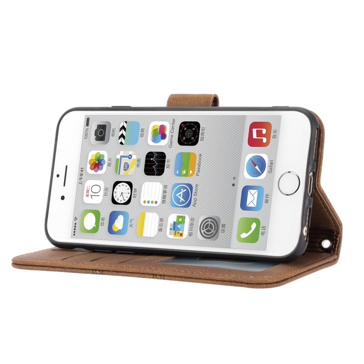 For iPhone 8 / 7 / 6 Embossed Striped Magnetic Buckle Horizontal Flip Leather Case with Holder & Card Slot & Wallet & Photo Frame & Sling(Brown) For iPhone 8 / 7 / 6 Embossed Striped Magnetic Buckle Horizontal Flip Leather Case with Holder & Card Slot & Wallet & Photo Frame & Sling(Brown)