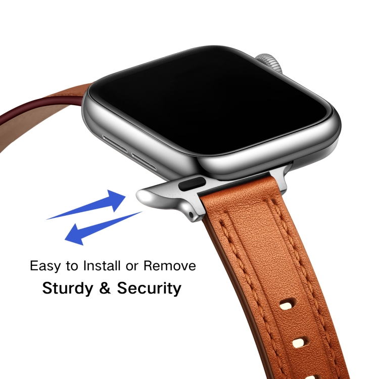 SUNSKY - Dames Starry Sky Style Lederen Vervanging Strap Watchband voor Apple  Watch Series 6 \u0026 SE \u0026 5 \u0026 4 40mm / 3 \u0026 2 \u0026 1 38mm (Bruin Silver Buckle)