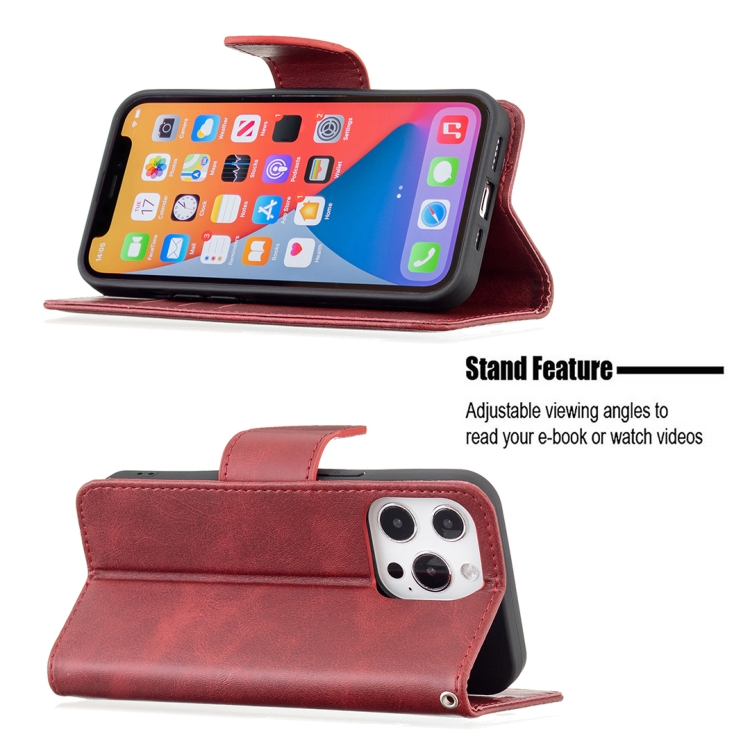 For iPhone 13 Pro Max Retro Lambskin Texture Pure Color Horizontal Flip PU Leather Case, with Holder & Card Slots & Wallet & Lanyard(Red) For iPhone 13 Pro Max Retro Lambskin Texture Pure Color Horizontal Flip PU Leather Case, with Holder & Card Slots & Wallet & Lanyard(Red)