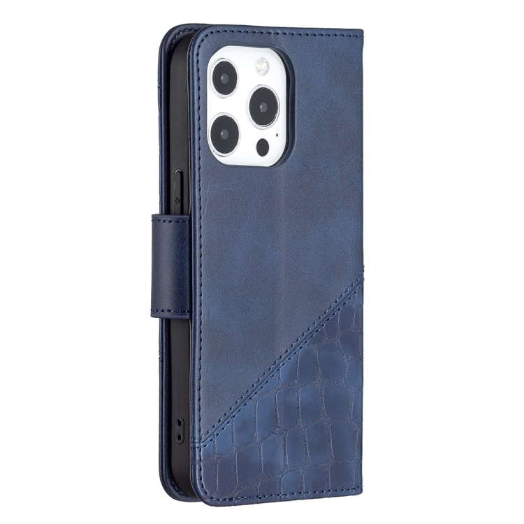 For iPhone 13 Pro Max Matching Color Crocodile Texture Horizontal Flip PU Leather Case with Wallet & Holder & Card Slots(Blue) For iPhone 13 Pro Max Matching Color Crocodile Texture Horizontal Flip PU Leather Case with Wallet & Holder & Card Slots(Blue)
