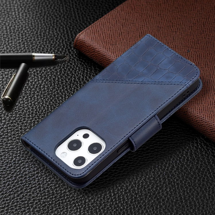 For iPhone 13 Pro Max Matching Color Crocodile Texture Horizontal Flip PU Leather Case with Wallet & Holder & Card Slots(Blue) For iPhone 13 Pro Max Matching Color Crocodile Texture Horizontal Flip PU Leather Case with Wallet & Holder & Card Slots(Blue)