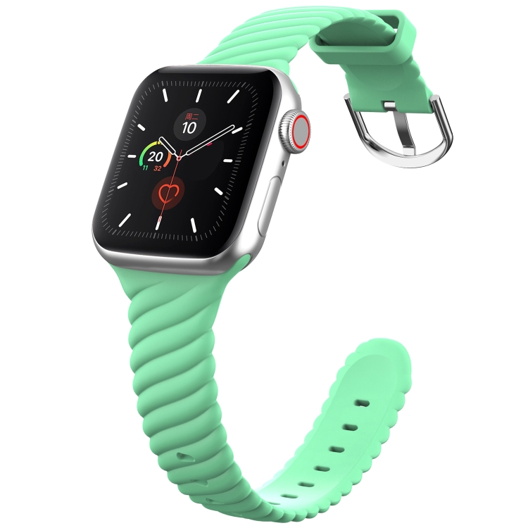 Solid Color Twist Silicone Watch Band For Apple Watch Series 7 45mm / 6 \u0026  SE \u0026 5 \u0026 4 44mm / 3 \u0026 2 \u0026 1 42mm(Green)