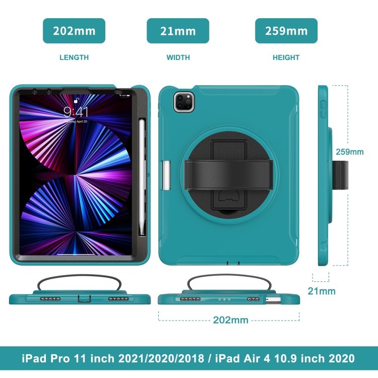 360 Rotation PC + TPU ablet Case with Holder & Strap For iPad Air 2020 / 2022 10.9 / Pro 11 2022 / 2021 / 2020 / 2018(Blue) 360 Rotation PC + TPU ablet Case with Holder & Strap For iPad Air 2020 / 2022 10.9 / Pro 11 2022 / 2021 / 2020 / 2018(Blue)