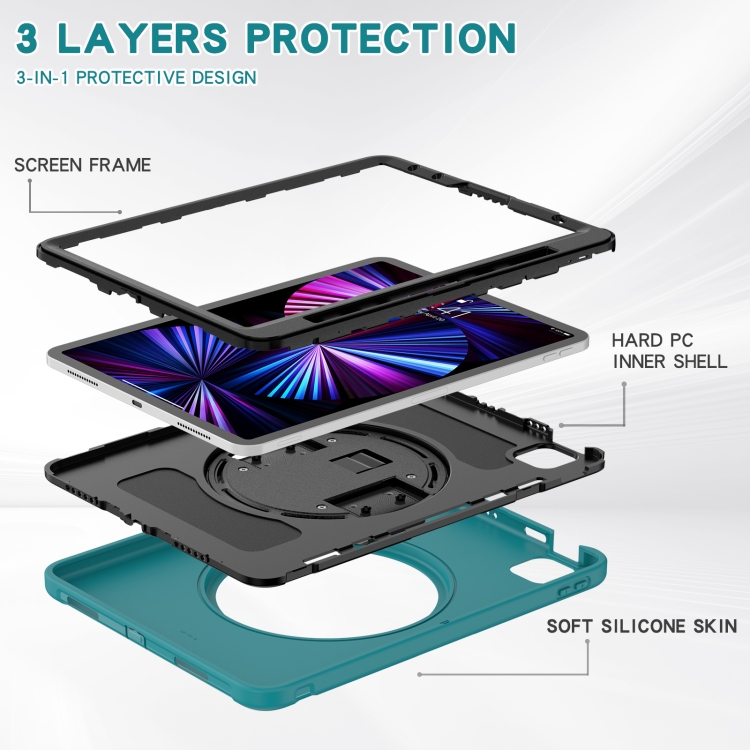360 Rotation PC + TPU ablet Case with Holder & Strap For iPad Air 2020 / 2022 10.9 / Pro 11 2022 / 2021 / 2020 / 2018(Blue) 360 Rotation PC + TPU ablet Case with Holder & Strap For iPad Air 2020 / 2022 10.9 / Pro 11 2022 / 2021 / 2020 / 2018(Blue)