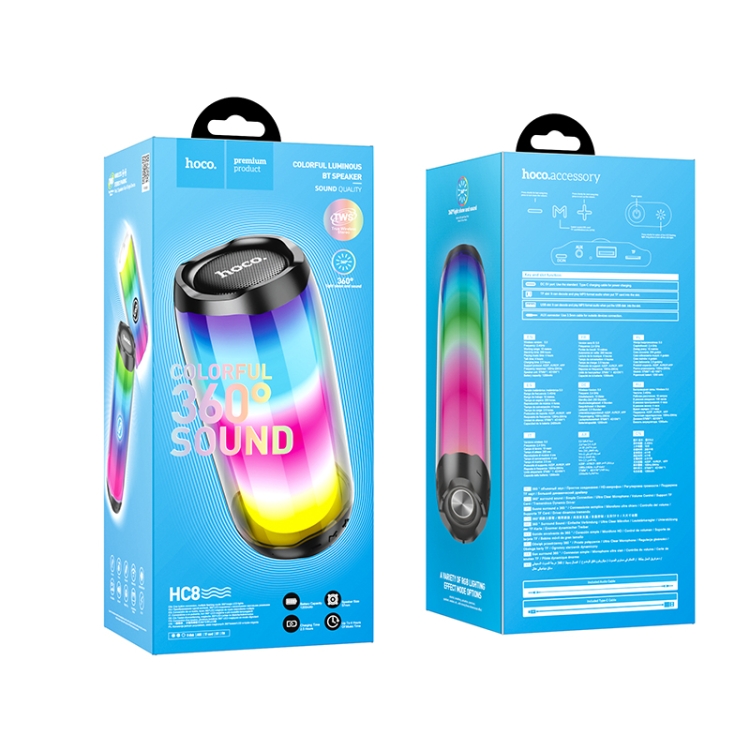 hoco HC8 Bluetooth 5.0 Colorful Luminous Wireless Bluetooth Speaker(Black) hoco HC8 Bluetooth 5.0 Colorful Luminous Wireless Bluetooth Speaker(Black)