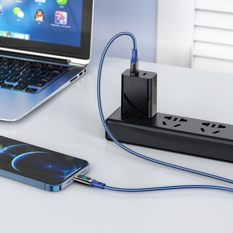 hoco S51 8 Pin Digital Display Charging Data Cable, Length: 1.2m(Blue) hoco S51 8 Pin Digital Display Charging Data Cable, Length: 1.2m(Blue)