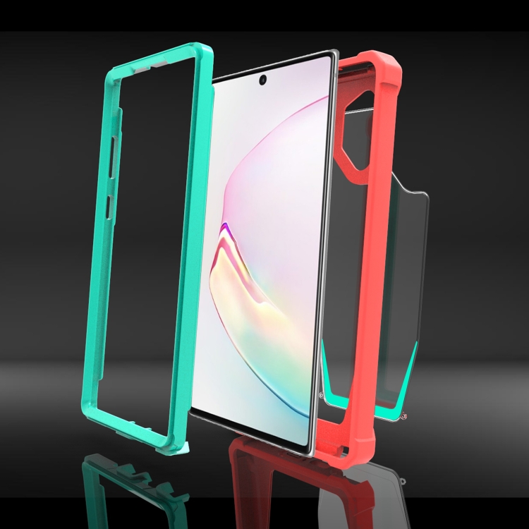 For Samsung Galaxy Note10 Stellar Space PC + TPU 360 Degree All-inclusive Shockproof Case(Coral Pink+Blue Green) - 2