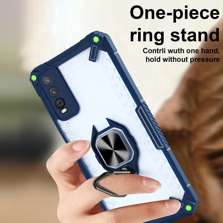 Matte TPU + PC Magnetic Shockproof Case with Ring Holder For vivo Y12s(Purple) - 3