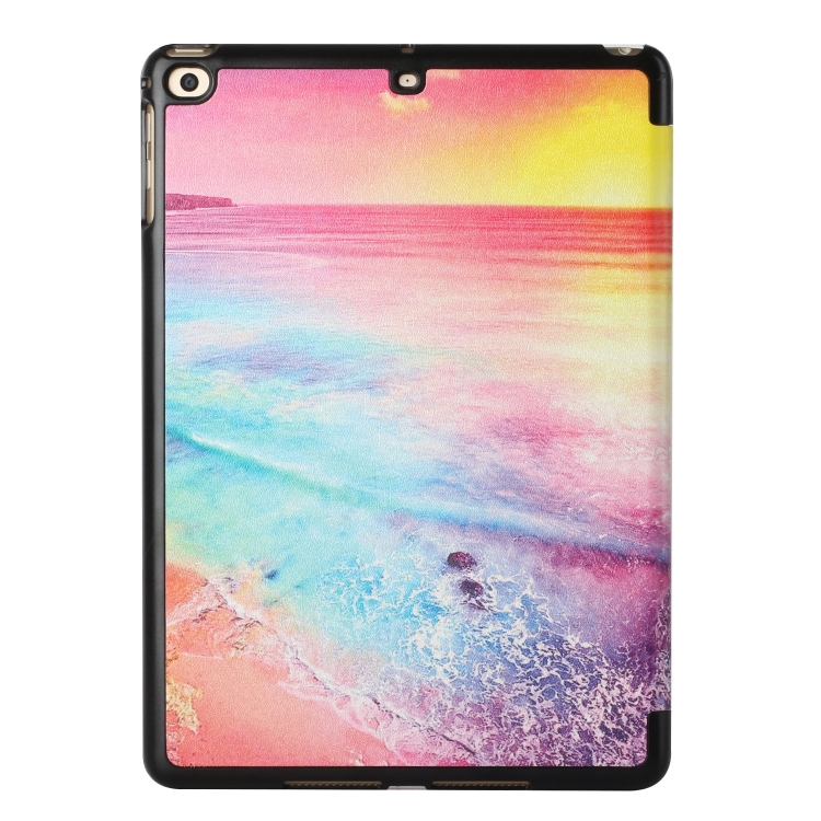 Silk Texture Colored Drawing Pattern Horizontal Flip Magnetic PU Leather Case with Three-folding Holder & Sleep / Wake-up Function For iPad 9.7 (2018/2017)(Seaside) Silk Texture Colored Drawing Pattern Horizontal Flip Magnetic PU Leather Case with Three-folding Holder & Sleep / Wake-up Function For iPad 9.7 (2018/2017)(Seaside)