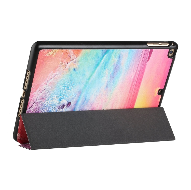 Silk Texture Colored Drawing Pattern Horizontal Flip Magnetic PU Leather Case with Three-folding Holder & Sleep / Wake-up Function For iPad 9.7 (2018/2017)(Seaside) Silk Texture Colored Drawing Pattern Horizontal Flip Magnetic PU Leather Case with Three-folding Holder & Sleep / Wake-up Function For iPad 9.7 (2018/2017)(Seaside)