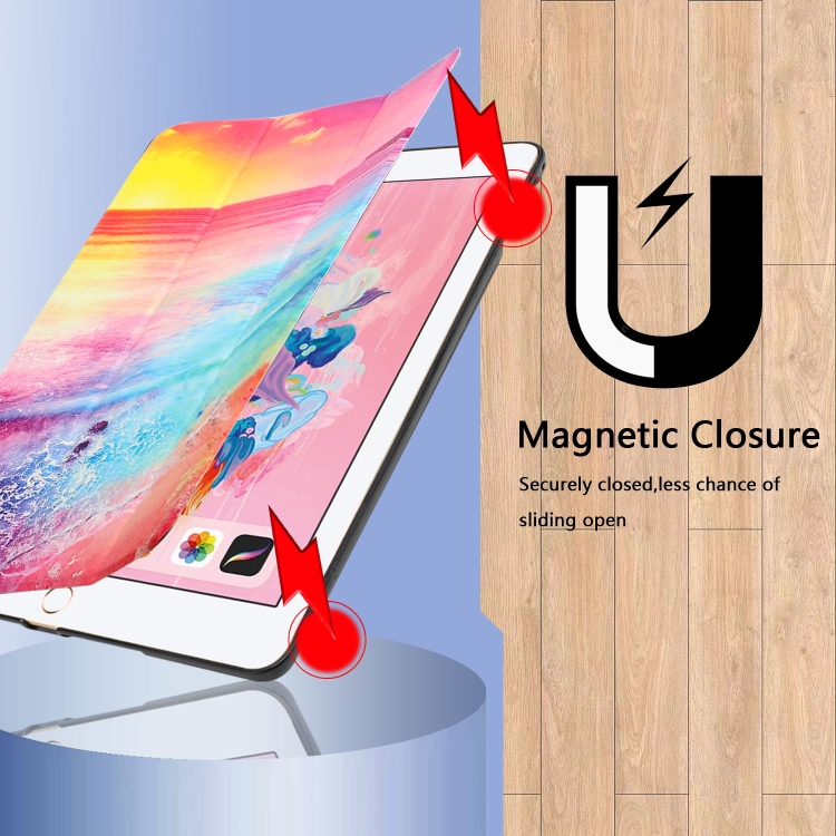 Silk Texture Colored Drawing Pattern Horizontal Flip Magnetic PU Leather Case with Three-folding Holder & Sleep / Wake-up Function For iPad 9.7 (2018/2017)(Seaside) Silk Texture Colored Drawing Pattern Horizontal Flip Magnetic PU Leather Case with Three-folding Holder & Sleep / Wake-up Function For iPad 9.7 (2018/2017)(Seaside)