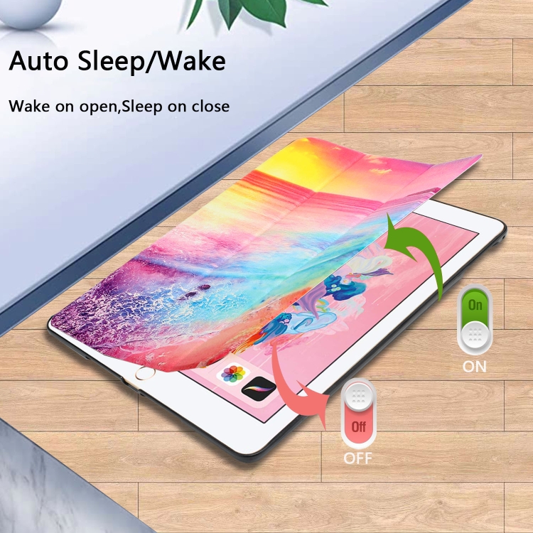 Silk Texture Colored Drawing Pattern Horizontal Flip Magnetic PU Leather Case with Three-folding Holder & Sleep / Wake-up Function For iPad 9.7 (2018/2017)(Seaside) Silk Texture Colored Drawing Pattern Horizontal Flip Magnetic PU Leather Case with Three-folding Holder & Sleep / Wake-up Function For iPad 9.7 (2018/2017)(Seaside)