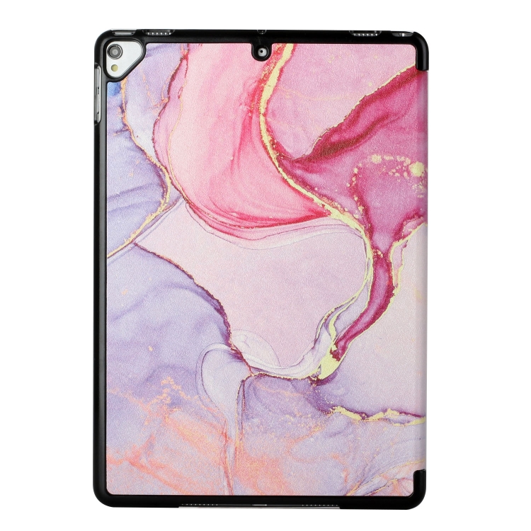 Silk Texture Colored Drawing Pattern Horizontal Flip Magnetic PU Leather Case with Three-folding Holder & Sleep / Wake-up Function For iPad 10.2 (2021/2020/2019)(Pink Marble) - 2