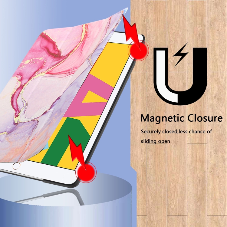 Silk Texture Colored Drawing Pattern Horizontal Flip Magnetic PU Leather Case with Three-folding Holder & Sleep / Wake-up Function For iPad 10.2 (2021/2020/2019)(Pink Marble) - 4