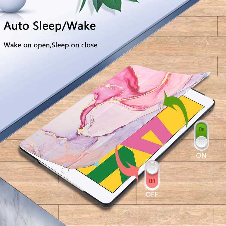 Silk Texture Colored Drawing Pattern Horizontal Flip Magnetic PU Leather Case with Three-folding Holder & Sleep / Wake-up Function For iPad 10.2 (2021/2020/2019)(Pink Marble) - 5