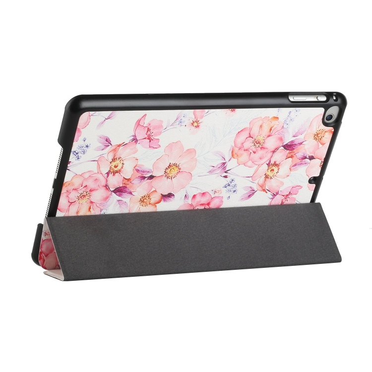 Silk Texture Colored Drawing Pattern Horizontal Flip Magnetic PU Leather Case with Three-folding Holder & Sleep / Wake-up Function For iPad mini 4 / mini (2019)(Camellia) Silk Texture Colored Drawing Pattern Horizontal Flip Magnetic PU Leather Case with Three-folding Holder & Sleep / Wake-up Function For iPad mini 4 / mini (2019)(Camellia)