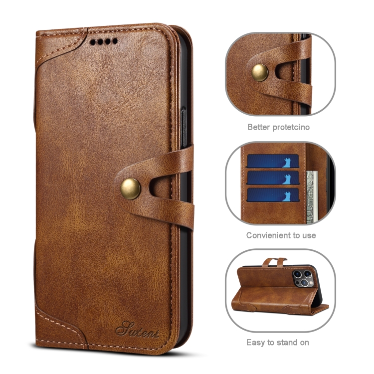 Calf Texture Buckle Horizontal Flip Leather Case with Holder & Card Slots & Wallet For iPhone 13 Pro(Brown) - 1