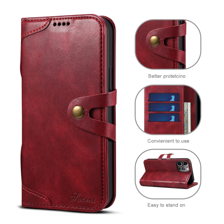 Calf Texture Buckle Horizontal Flip Leather Case with Holder & Card Slots & Wallet For iPhone 13 Pro(Red) - 1