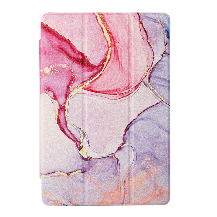 For Samsung Galaxy Tab A 8.0(2019)/T290/T295/T297 Silk Texture Colored Drawing Pattern Horizontal Flip Magnetic PU Leather Case with Three-folding Holder (Pink Marble) - 1