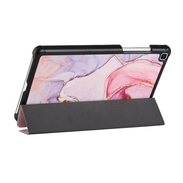 For Samsung Galaxy Tab A 8.0(2019)/T290/T295/T297 Silk Texture Colored Drawing Pattern Horizontal Flip Magnetic PU Leather Case with Three-folding Holder (Pink Marble) - 3