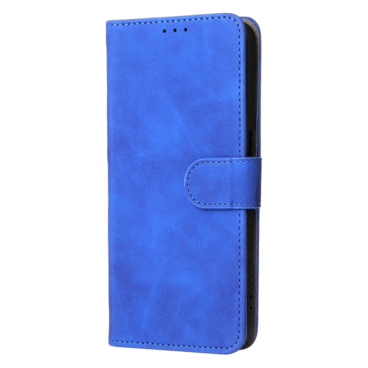 For OPPO A16 Solid Color Skin Feel Magnetic Buckle Horizontal Flip Calf Texture PU Leather Case with Holder & Card Slots & Wallet(Blue) - 1