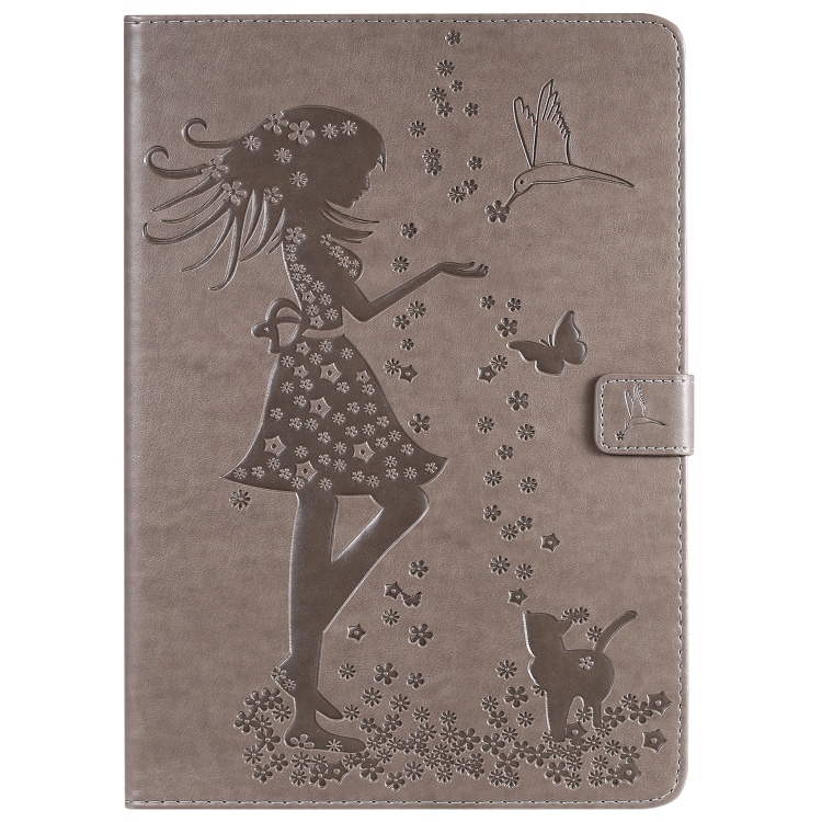 For iPad 10.2 / Pro 10.5 / Air 2019 Pressed Printing Woman and Cat Pattern Horizontal Flip Leather Case with Holder & Card Slots & Wallet(Grey) For iPad 10.2 / Pro 10.5 / Air 2019 Pressed Printing Woman and Cat Pattern Horizontal Flip Leather Case with Holder & Card Slots & Wallet(Grey)