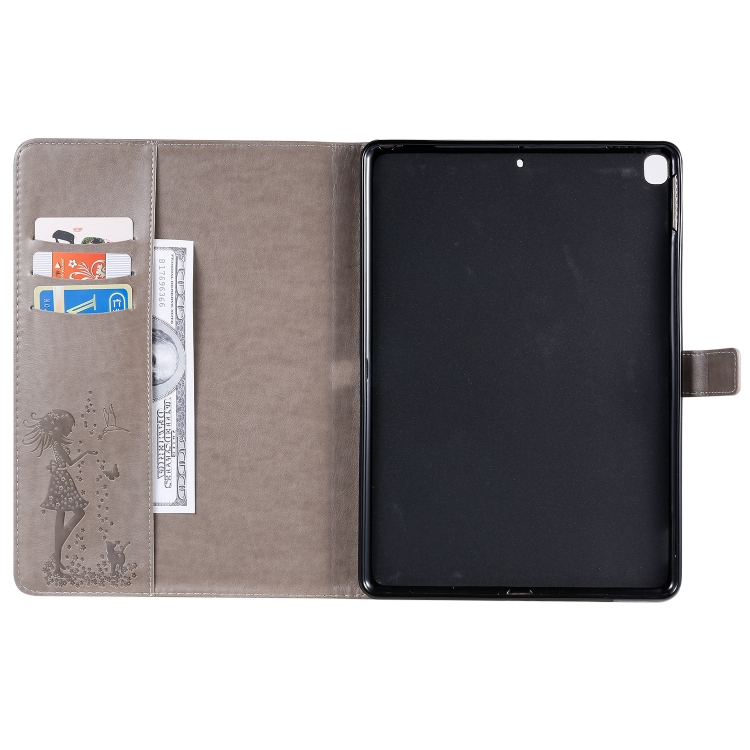 For iPad 10.2 / Pro 10.5 / Air 2019 Pressed Printing Woman and Cat Pattern Horizontal Flip Leather Case with Holder & Card Slots & Wallet(Grey) For iPad 10.2 / Pro 10.5 / Air 2019 Pressed Printing Woman and Cat Pattern Horizontal Flip Leather Case with Holder & Card Slots & Wallet(Grey)