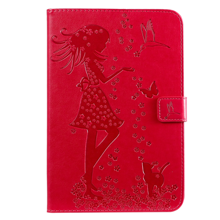 For iPad Mini 2019 & 4 & 3 & 2 & 1 Pressed Printing Woman and Cat Pattern Horizontal Flip Leather Case with Holder & Card Slots & Wallet(Rose Red) For iPad Mini 2019 & 4 & 3 & 2 & 1 Pressed Printing Woman and Cat Pattern Horizontal Flip Leather Case with Holder & Card Slots & Wallet(Rose Red)