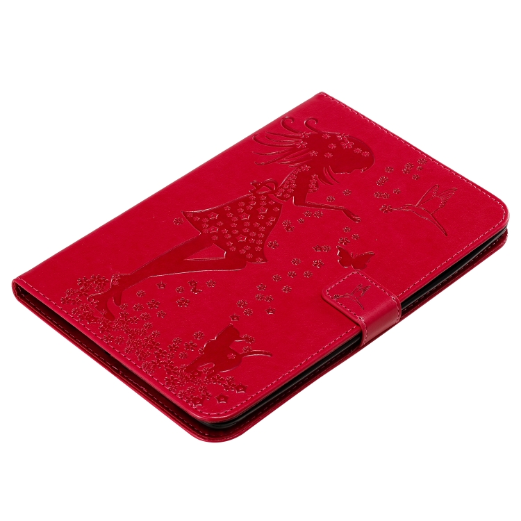 For iPad Mini 2019 & 4 & 3 & 2 & 1 Pressed Printing Woman and Cat Pattern Horizontal Flip Leather Case with Holder & Card Slots & Wallet(Rose Red) For iPad Mini 2019 & 4 & 3 & 2 & 1 Pressed Printing Woman and Cat Pattern Horizontal Flip Leather Case with Holder & Card Slots & Wallet(Rose Red)