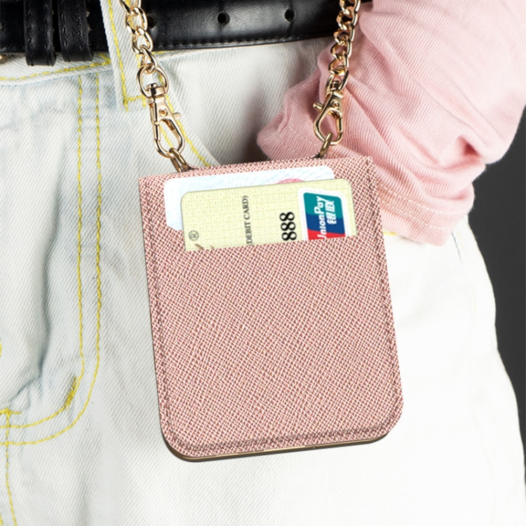 For Samsung Galaxy Z Flip GKK Cross Texture Card Phone Folding Beauty Bag Leather Case(Red) - B3