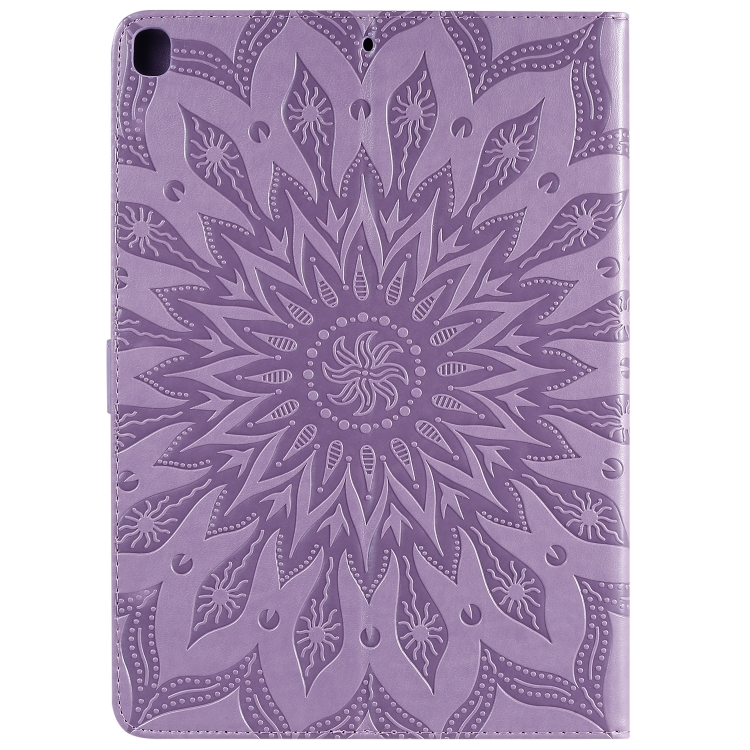 For iPad 10.2 / Pro 10.5 / Air 2019 Pressed Printing Sun Flower Pattern Horizontal Flip Leather Case with Holder & Card Slots & Wallet(Purple) For iPad 10.2 / Pro 10.5 / Air 2019 Pressed Printing Sun Flower Pattern Horizontal Flip Leather Case with Holder & Card Slots & Wallet(Purple)