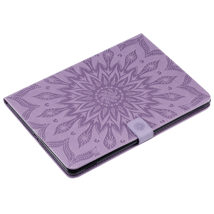 For iPad 10.2 / Pro 10.5 / Air 2019 Pressed Printing Sun Flower Pattern Horizontal Flip Leather Case with Holder & Card Slots & Wallet(Purple) For iPad 10.2 / Pro 10.5 / Air 2019 Pressed Printing Sun Flower Pattern Horizontal Flip Leather Case with Holder & Card Slots & Wallet(Purple)