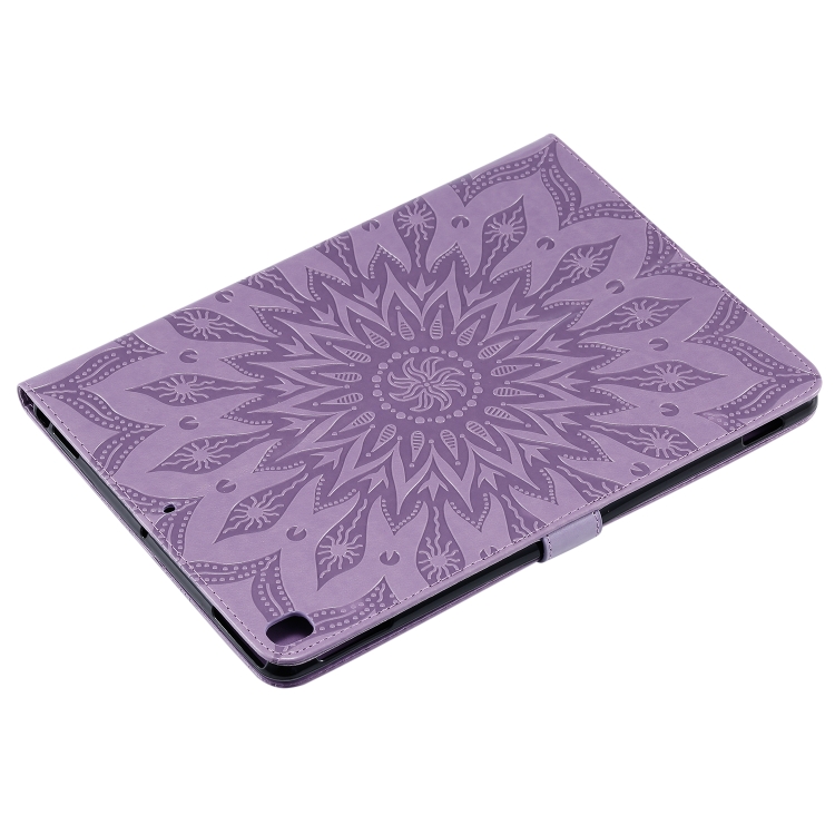For iPad 10.2 / Pro 10.5 / Air 2019 Pressed Printing Sun Flower Pattern Horizontal Flip Leather Case with Holder & Card Slots & Wallet(Purple) For iPad 10.2 / Pro 10.5 / Air 2019 Pressed Printing Sun Flower Pattern Horizontal Flip Leather Case with Holder & Card Slots & Wallet(Purple)