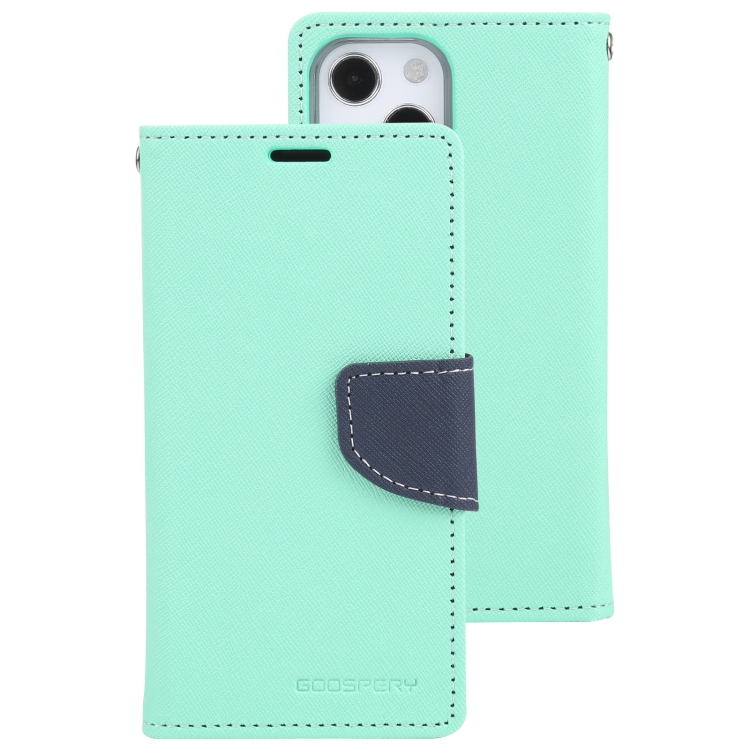 GOOSPERY FANCY DIARY Cross Pattern Horizontal Flip Leather Case with Holder & Card Slots & Wallet For iPhone 13 mini(Mint Green) - 1