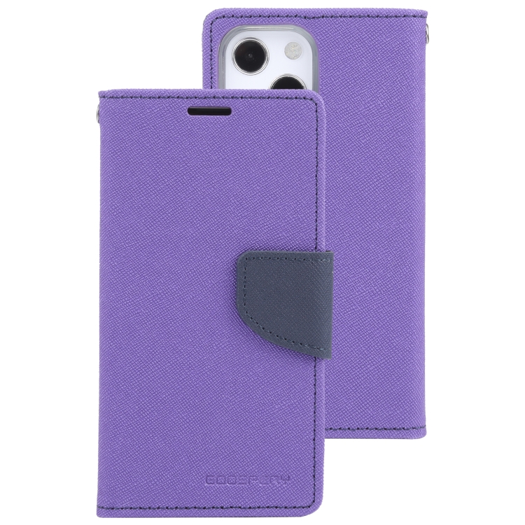GOOSPERY FANCY DIARY Cross Pattern Horizontal Flip Leather Case with Holder & Card Slots & Wallet For iPhone 13 mini(Purple) - 1