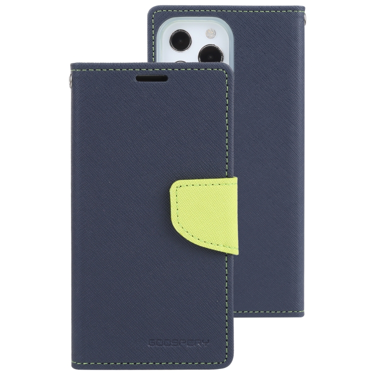 GOOSPERY FANCY DIARY Cross Pattern Horizontal Flip Leather Case with Holder & Card Slots & Wallet For iPhone 13 Pro(Navy Blue) - 1