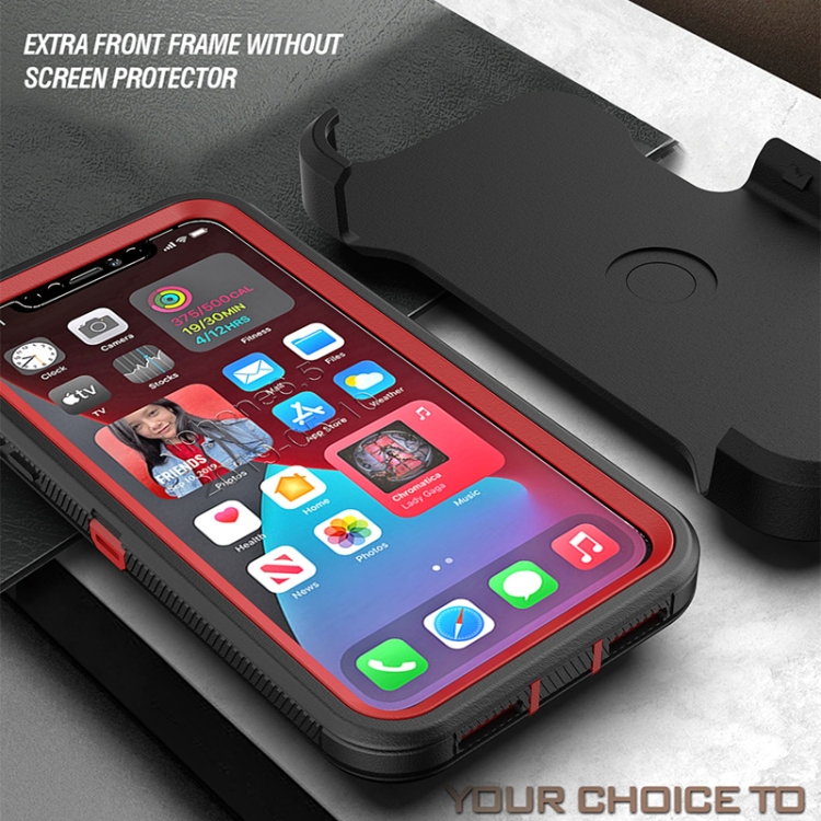 Robot Shockproof Silicone + PC Protective Case with Back Clip Holder For iPhone 11(Black Black) - 3