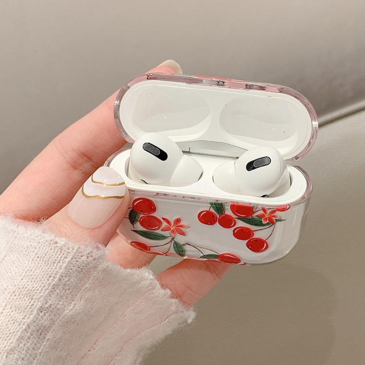 Fruit Pattern Anti-fall Wireless Earphone PC Protective Case For AirPods 1/2(Cherry) - B1