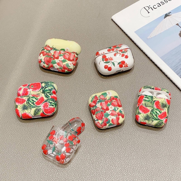 Fruit Pattern Anti-fall Wireless Earphone PC Protective Case For AirPods Pro(Watermelon) - B3