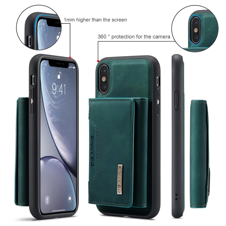 DG.MING M2 Series 3-Fold Multi Card Bag + Magnetic Back Cover Shockproof Case with Wallet & Holder Function For iPhone XS(Green) - 5
