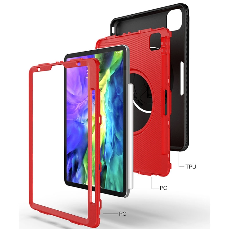 For iPad Pro 11 2020 / Air 10.9 2020 360 Degree Rotation Turntable Robot Shockproof TPU + PC Protective Tablet Case with Holder & Hand Grip Strap & Shoulder Strap(Black White) For iPad Pro 11 2020 / Air 10.9 2020 360 Degree Rotation Turntable Robot Shockproof TPU + PC Protective Tablet Case with Holder & Hand Grip Strap & Shoulder Strap(Black White)