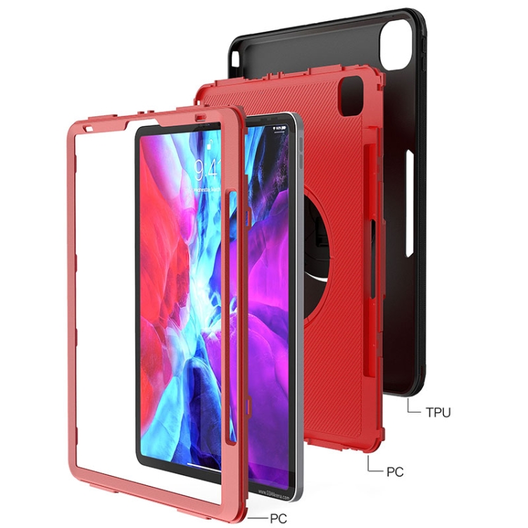 For iPad Pro 12.9 2021 / 2020 / 2018 360 Degree Rotation Turntable Robot Shockproof TPU + PC Protective Tablet Case with Holder & Hand Grip Strap & Shoulder Strap(Black Red) For iPad Pro 12.9 2021 / 2020 / 2018 360 Degree Rotation Turntable Robot Shockproof TPU + PC Protective Tablet Case with Holder & Hand Grip Strap & Shoulder Strap(Black Red)