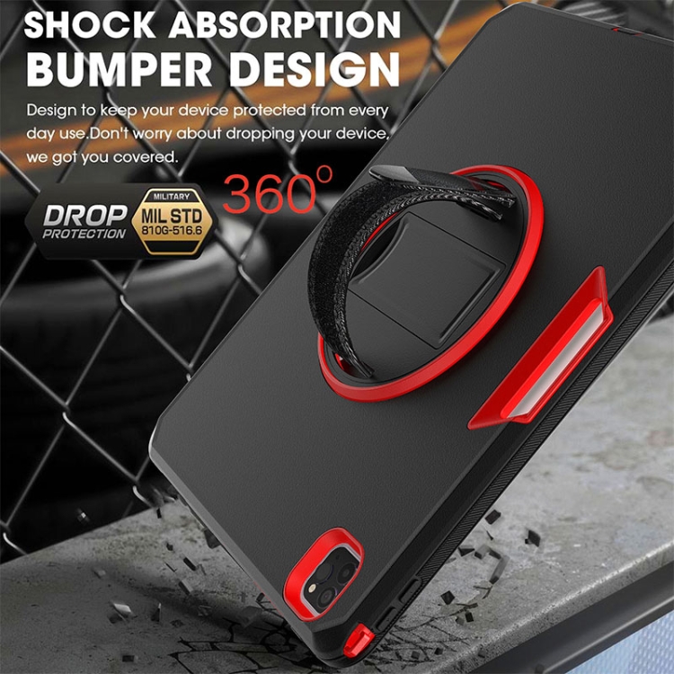 For iPad Pro 12.9 2021 / 2020 / 2018 360 Degree Rotation Turntable Robot Shockproof TPU + PC Protective Tablet Case with Holder & Hand Grip Strap & Shoulder Strap(Black Red) For iPad Pro 12.9 2021 / 2020 / 2018 360 Degree Rotation Turntable Robot Shockproof TPU + PC Protective Tablet Case with Holder & Hand Grip Strap & Shoulder Strap(Black Red)