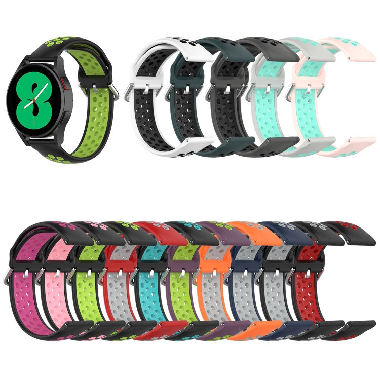 For Samsung Galaxy Watch4 Classic 46mm Two-color Silicone Replacement Strap Watchband(Black Lime Green) - B2