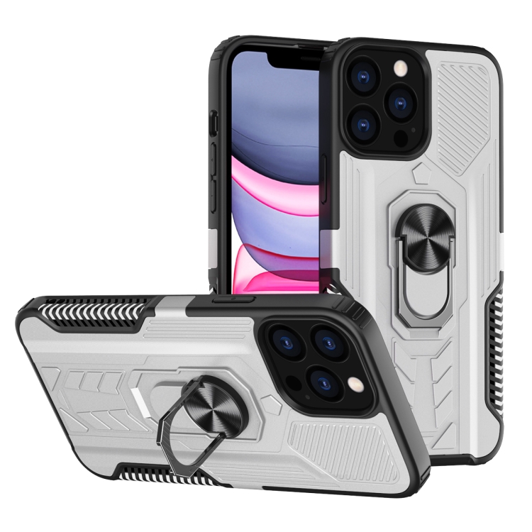 For iPhone 13 Pro 10 PCS Shield Armor PC+TPU Protective Case with 360 Degree Rotation Ring Holder (Silver) For iPhone 13 Pro 10 PCS Shield Armor PC+TPU Protective Case with 360 Degree Rotation Ring Holder (Silver)