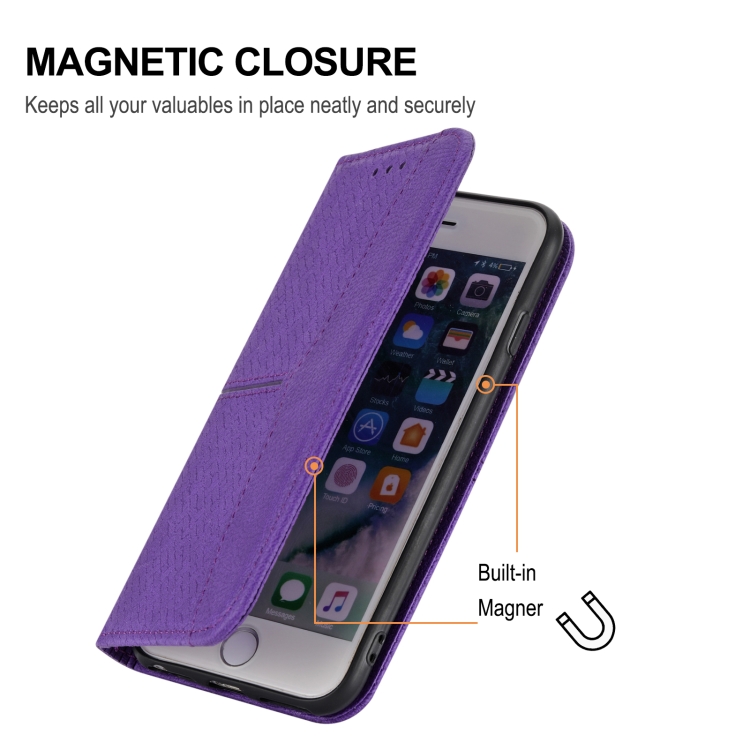 For iPhone 13 Pro Woven Texture Stitching Magnetic Horizontal Flip PU Leather Case with Holder & Card Slots & Wallet & Lanyard (Purple) For iPhone 13 Pro Woven Texture Stitching Magnetic Horizontal Flip PU Leather Case with Holder & Card Slots & Wallet & Lanyard (Purple)