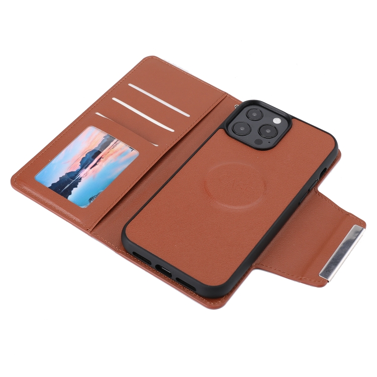 For iPhone 13 Pro Max Ultra-thin Detachable Silk Texture Horizontal Flip PU Leather Case with Card Slots & Wallet & Photo Frame (Brown) For iPhone 13 Pro Max Ultra-thin Detachable Silk Texture Horizontal Flip PU Leather Case with Card Slots & Wallet & Photo Frame (Brown)