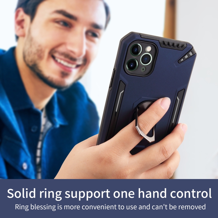 PC + TPU Protective Case with 360 Degrees Rotatable Ring Holder For iPhone 11 Pro Max(Black)