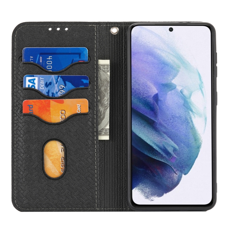For Samsung Galaxy S21+ 5G Woven Texture Stitching Magnetic Horizontal Flip PU Leather Case with Holder & Card Slots & Wallet & Lanyard(Black) For Samsung Galaxy S21+ 5G Woven Texture Stitching Magnetic Horizontal Flip PU Leather Case with Holder & Card Slots & Wallet & Lanyard(Black)