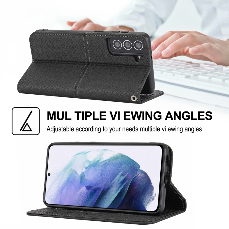 For Samsung Galaxy S21+ 5G Woven Texture Stitching Magnetic Horizontal Flip PU Leather Case with Holder & Card Slots & Wallet & Lanyard(Black) For Samsung Galaxy S21+ 5G Woven Texture Stitching Magnetic Horizontal Flip PU Leather Case with Holder & Card Slots & Wallet & Lanyard(Black)